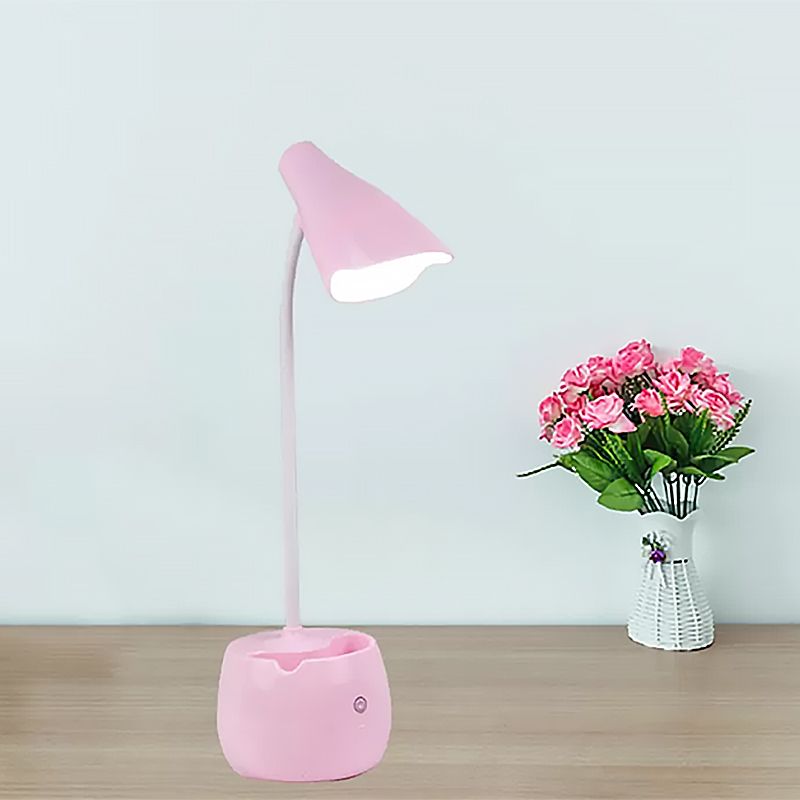 Oogcaring flexibel ganeneck bureau licht penhouder ontwerp LED USB oplaadleeslicht in blauw/roze/wit/geel