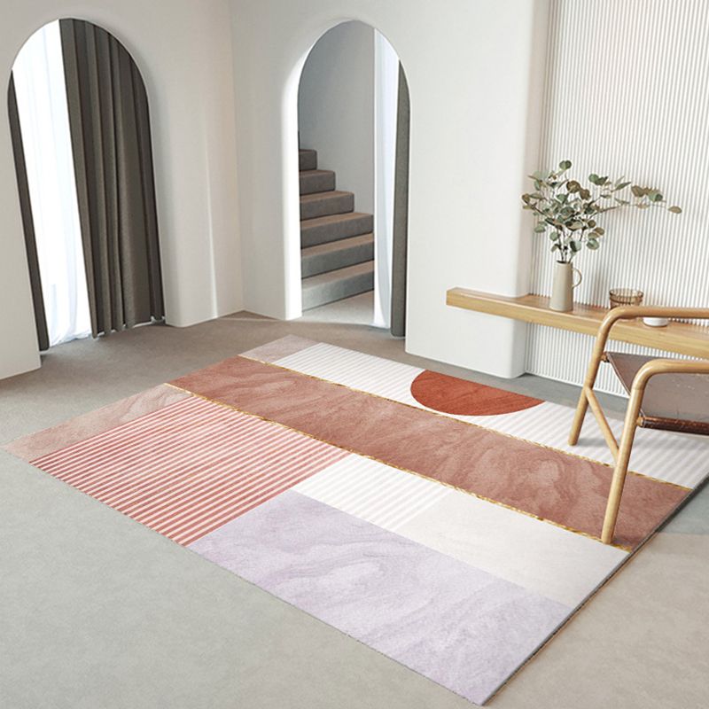 Simple Multicolor Nordic Rug Polyester Expressionism Pattern Area Rug Non-Slip Backing Carpet for Living Room
