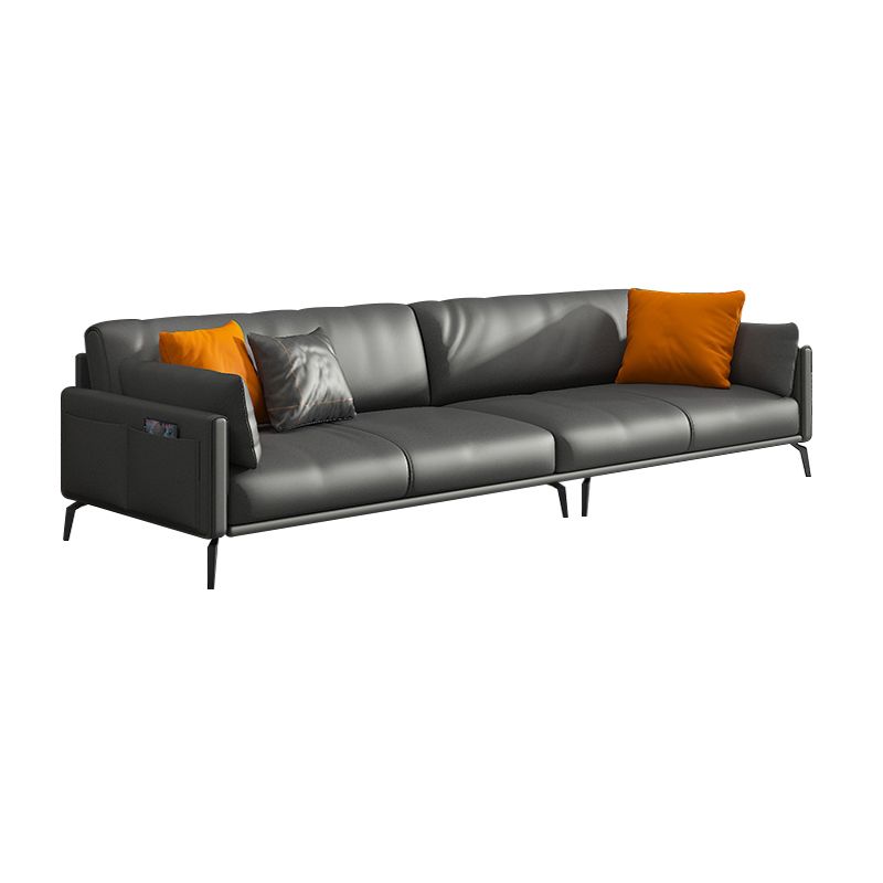 Black Industrial Sofa with Bolster Pillows 31.5"High Square Arm Sofa