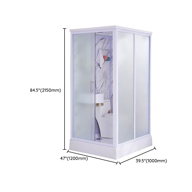 Framed Single Sliding Shower Kit Rectangle Frosted Shower Kit