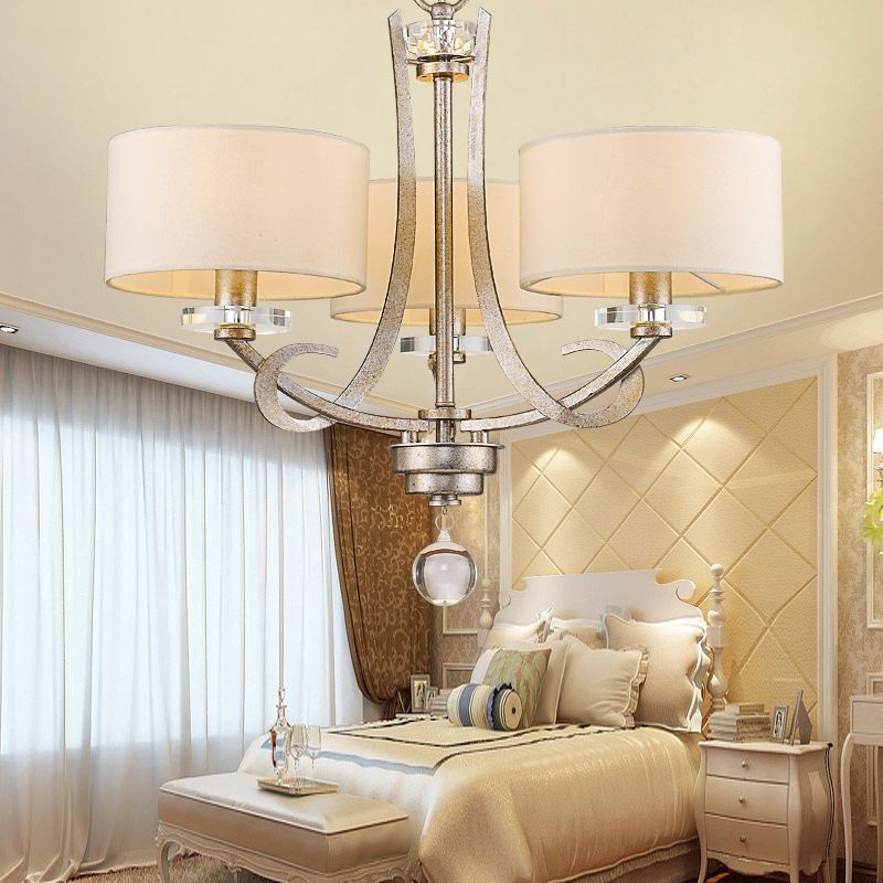 3 lampadario classico di tamburi classico di luce a sospensione leggera in bianco per camera da letto con cristallo