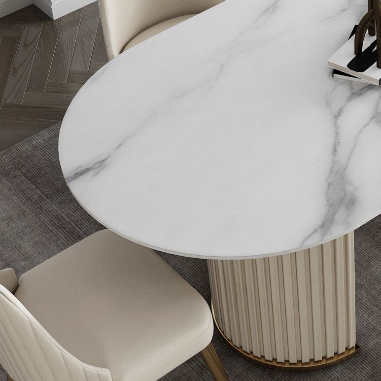 Glam Style Oval Sintered Stone Dining Set 1/4/5/7 Pieces Dining Set for Dining Areas