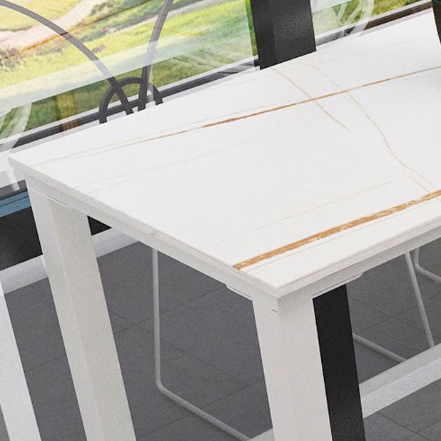 Rectangle Stone Modern Cocktail Bar Table Footrest Trestle Pub Height Dining Table