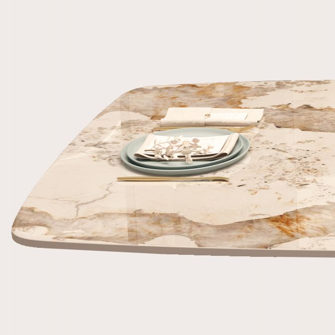 Modern Sintered Stone Dining Room Set Standard Height with Double Pedestal Base Dining Table Set