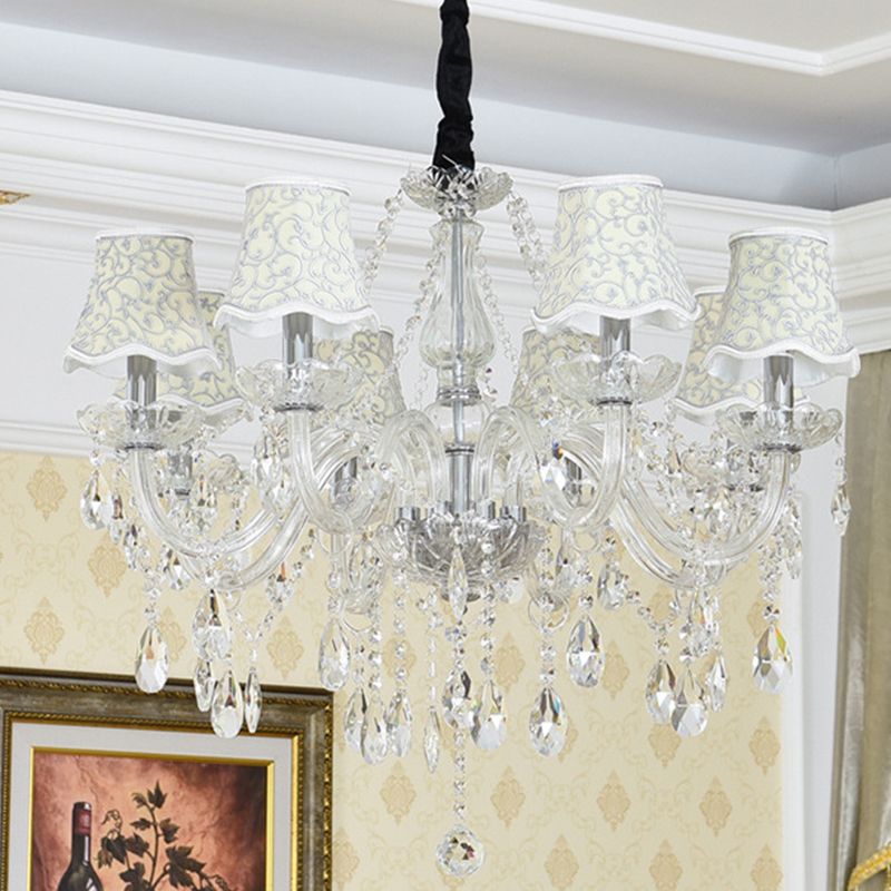 Candle Crystal Pendant Light European Style Chandelier Lighting Fixtures for Living Room