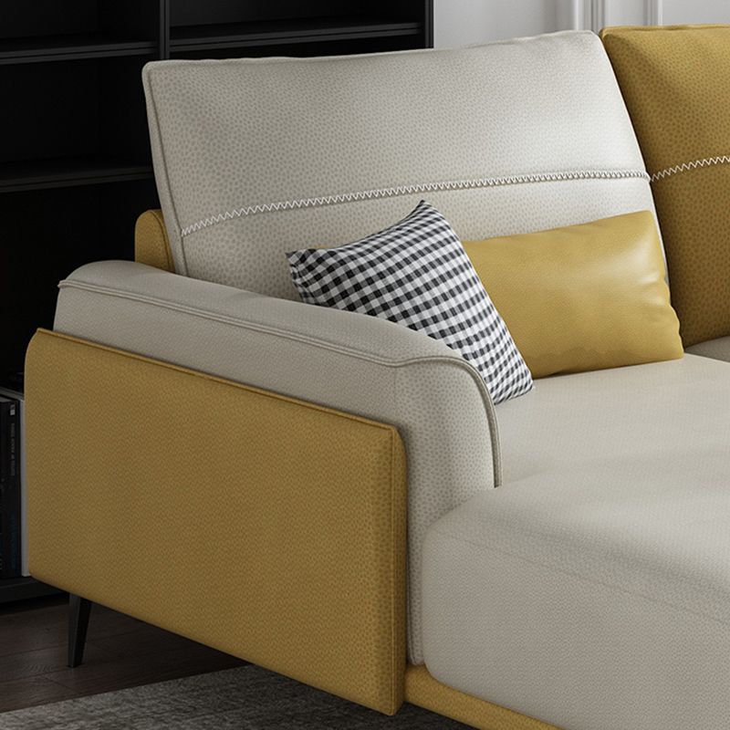 Stain Resistant Slipcovered Faux Leather Flared Arm White Seating
