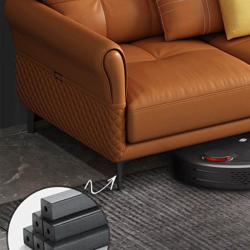 Contemporary Stain-Resistant Square Arm Stationary Cushion Back Sofa