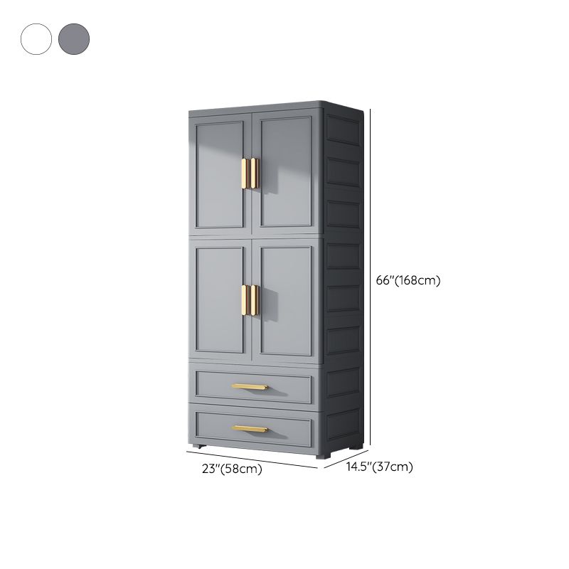 Plastic Wardrobe Cabinet with Drawer Modern Hinged Wardrobe Closet