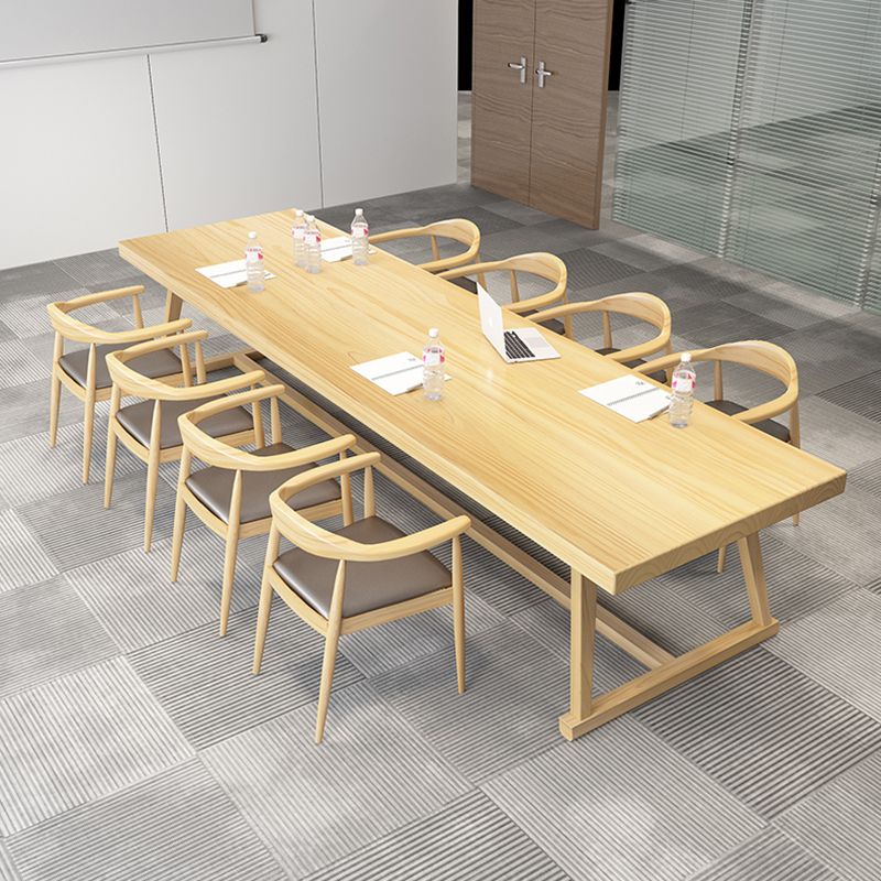 Rectangle Trestle Dinner Table Solid Wood Dining Room Collection for Home