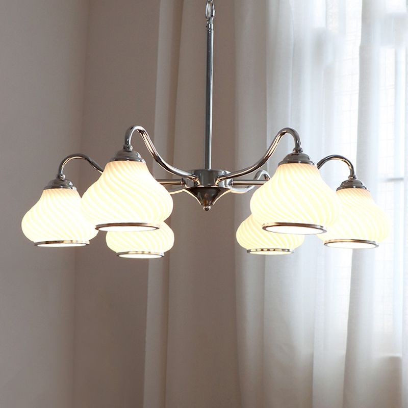 Modern Pendant Light Silver Glass Sputnik Ceiling Light for Living Room