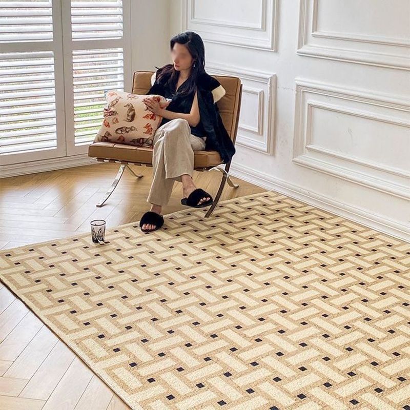 Brown Pattern Carpet Polyester Simple Carpet Non-Slip Backing Carpet for Drawing Room