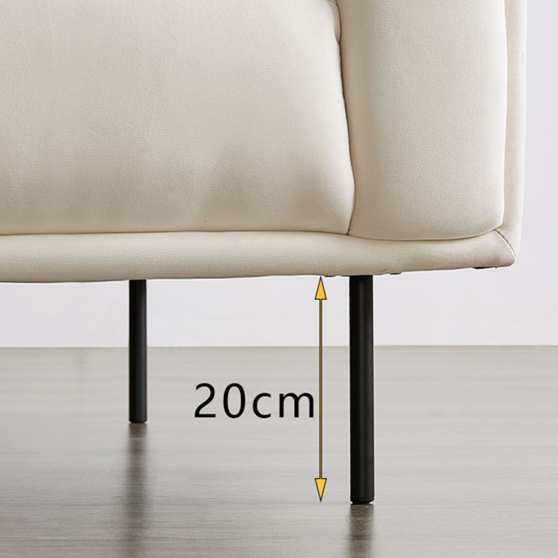 White Tuxedo Arm Sofa Contemporary Sofa with Bolster Pillows for Living Room