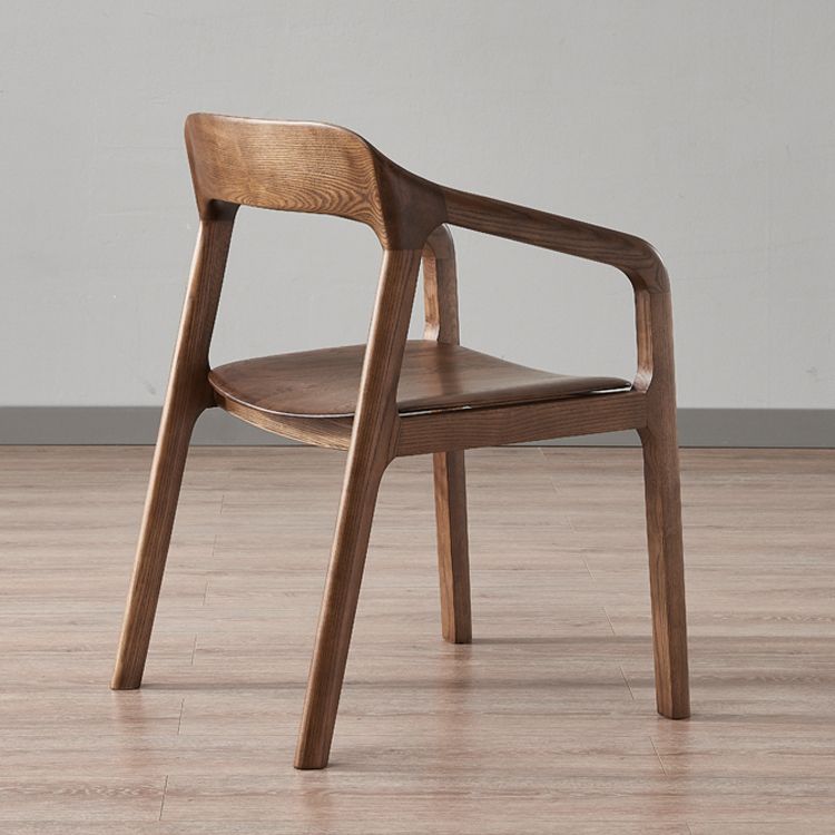 Traditional Style Ash Wood Chair Set Kitchen Open Back Dining Arm Chairs