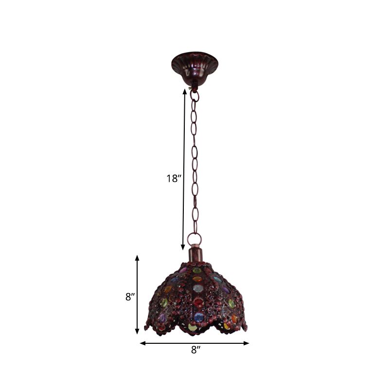 1 kop metalen plafondlamp Decoratief brons/blauw geschulpte/koepel woonkamer hanger verlichtingsarmatuur