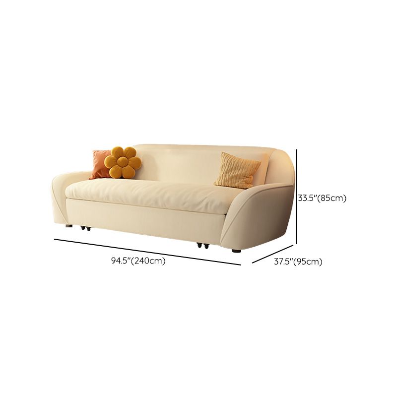 Modern Convertible Sofa Bed Flared Arm Seating with Pillows in Beige