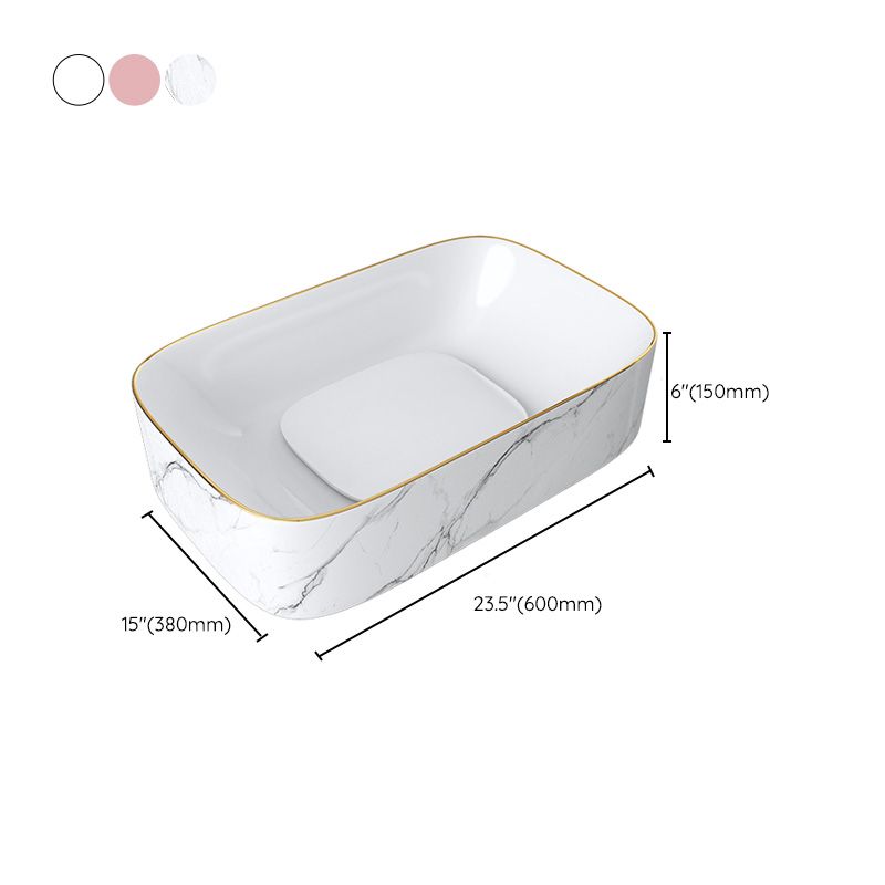 Modern Bathroom Sink Pop-Up Drain Porcelain Solid Color Sink (Faucet Not Included)