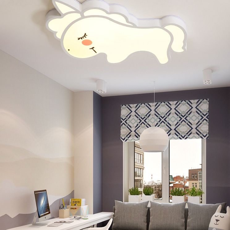 Animal Flush Mount Ceiling Light Cartoon Acrylic Ceiling Mount Light Fixture for Children Bedroom