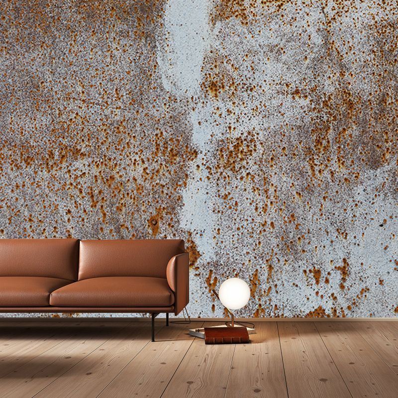 Rusty Metal Mural Wallpaper Stain Resistant in Dark Color, Personalized