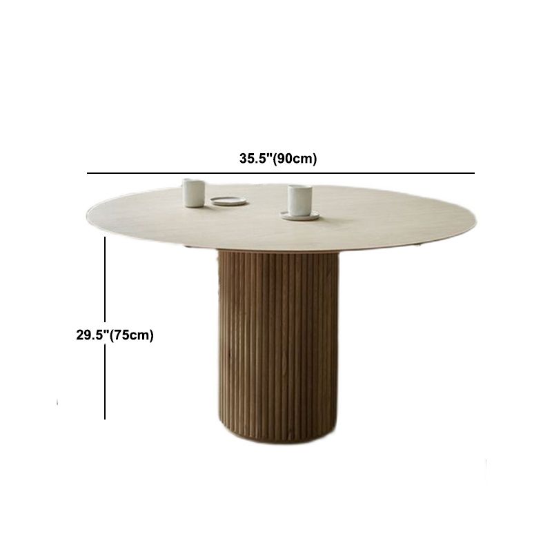 Modern Natural Pedestal Dining Table Round Solid Wood Dining Site Table