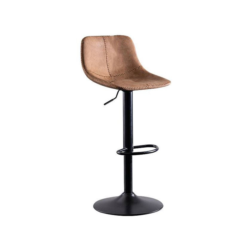 Modern Home Adjustable Height Barstool Matte Finish Leather Swivel Stool