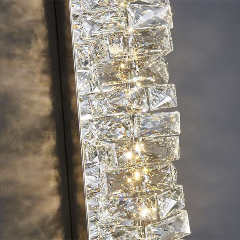 Moderner Stil Geometrischer Wandleuchten Schonconces Kristallblock 1-Licht-Leuchte in Chrom und Gold