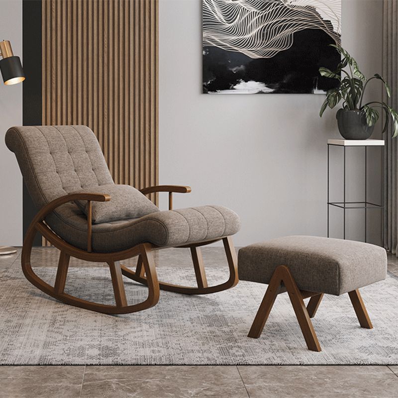 Mid Century Fabric Rocking Chair with Pillow Textured Rocker Chair for Living Room