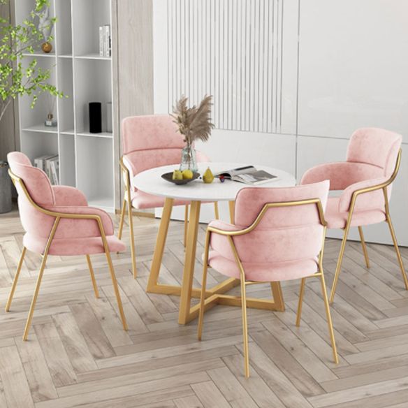 Traditional Faux Marble Top Dining Set with Gold Metallic Legs for Dining Furniture