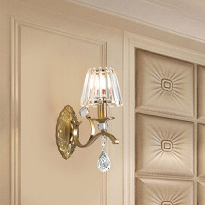 1/2 Heads Cone Wall Sconce Light Traditional Vintage Wall Lighting in Brass for Living Room