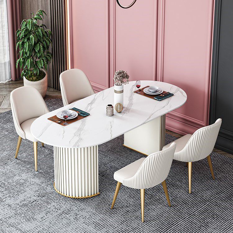 Traditional Luxury Dining Table Oval Sintered Stone Table for Home