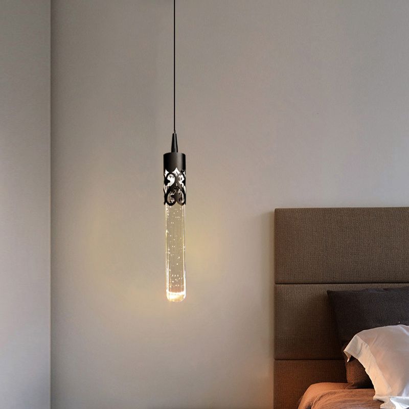 Metall hängende Licht mit klarer Kristallfarbton -Einfachheit Anhänger Beleuchtung für Schlafzimmer