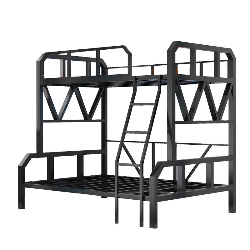 Contemporary Bunk Bed Metal with Guardrail Mattress Standard Slat Headboard