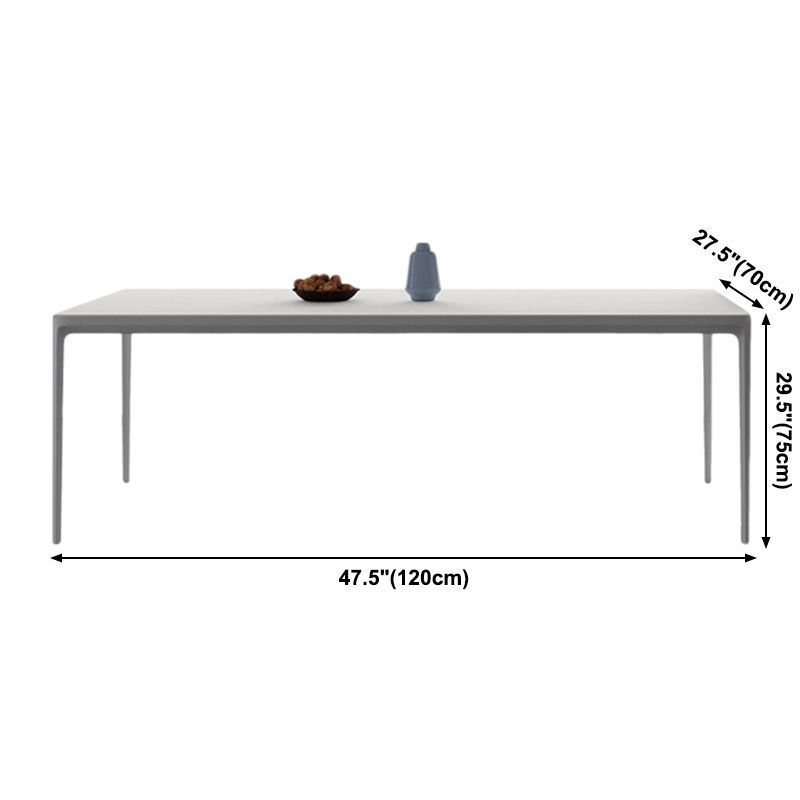 Metal Contemporary Rectangular Dining Table High Gloss White Sintered Stone Table with Metal Legs