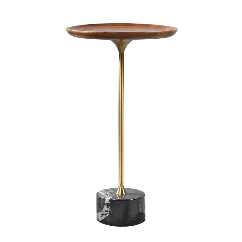 23.6"/27.5" Tall Marble Pedestal Side Table Wood Round Side End Table