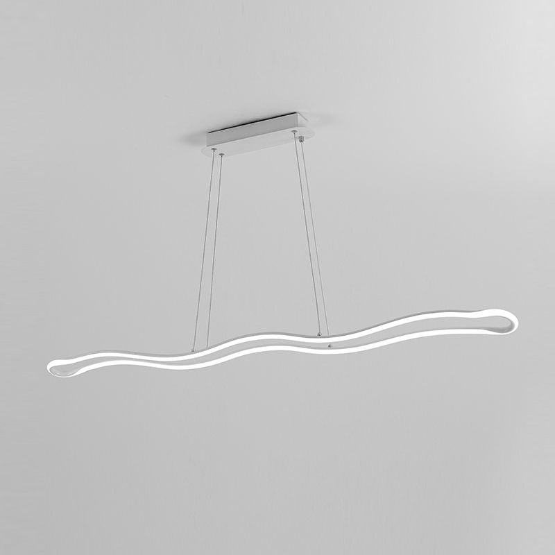 Minimalism LED Hanging Light Waves Metal Island Light Fixture for Dining Room