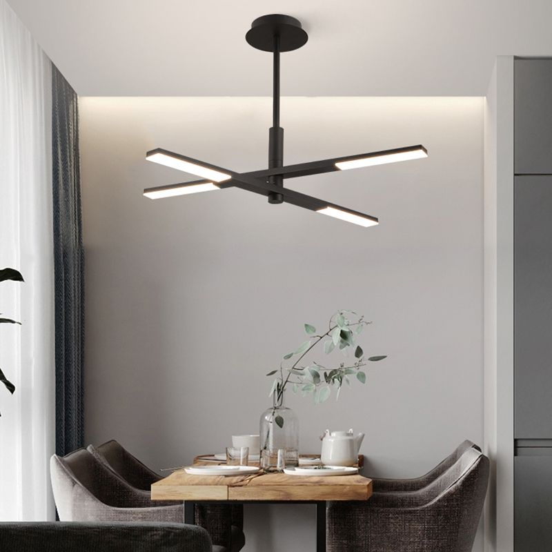 Linearer Schatten Metall Kronleuchter Lichter moderne Kronleuchterbeleuchtung in Schwarz