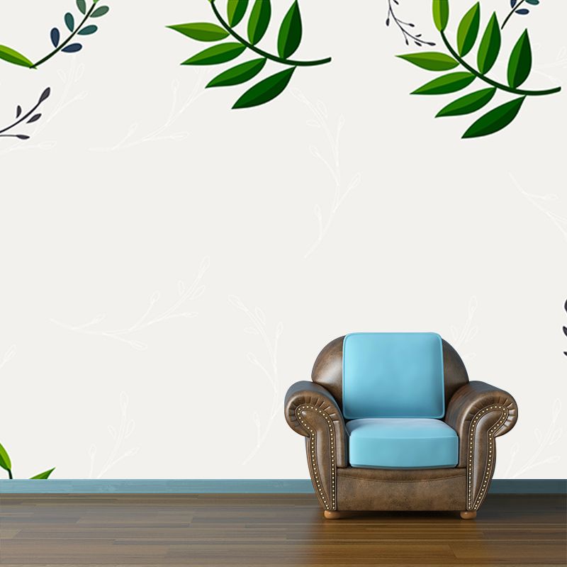 Plants Wall Mural Tropical Style Mildew Resistant for Home Decor