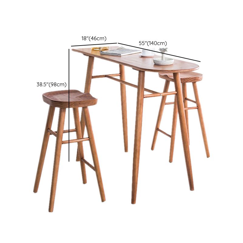 Contemporary Brown Wood Bar Table Free Form Counter Height Table with 4 Legs