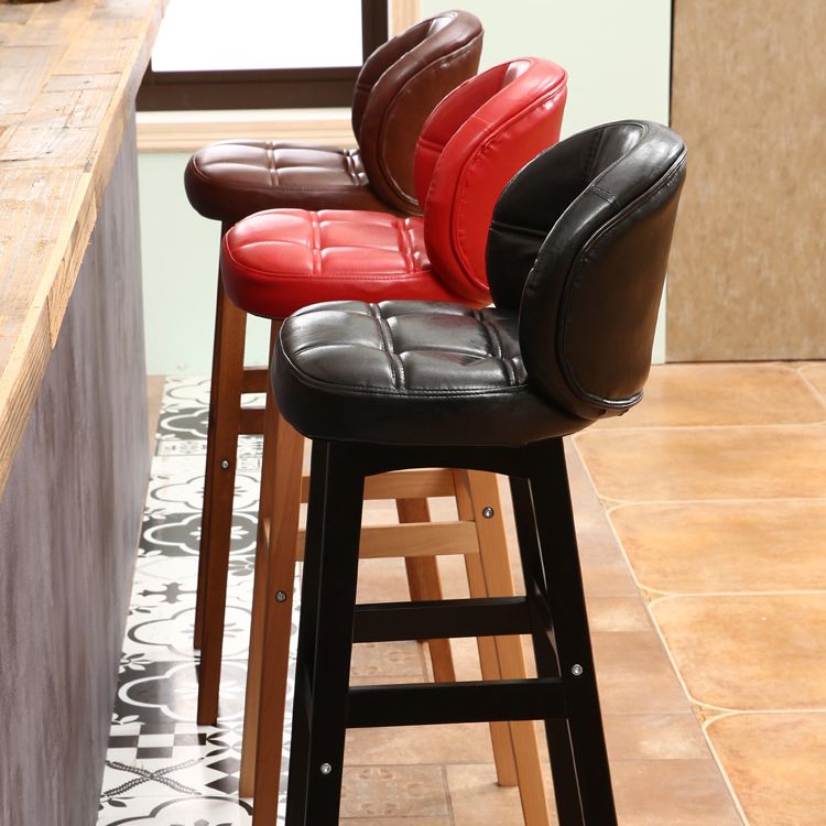 Taburete moderno sin brazos para mostrador, taburete de bar de madera para cajero con cojín y pedal