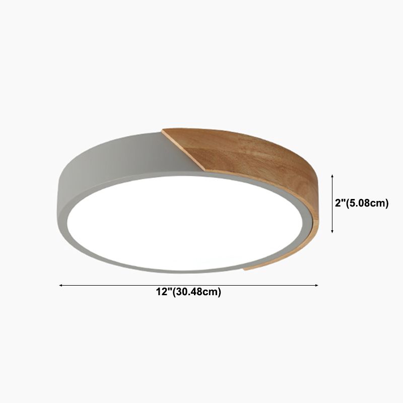 Round Shape LED Ceiling Lamp Macaroon Modern Style Iron 1 Light Flush Mount for Bedroom