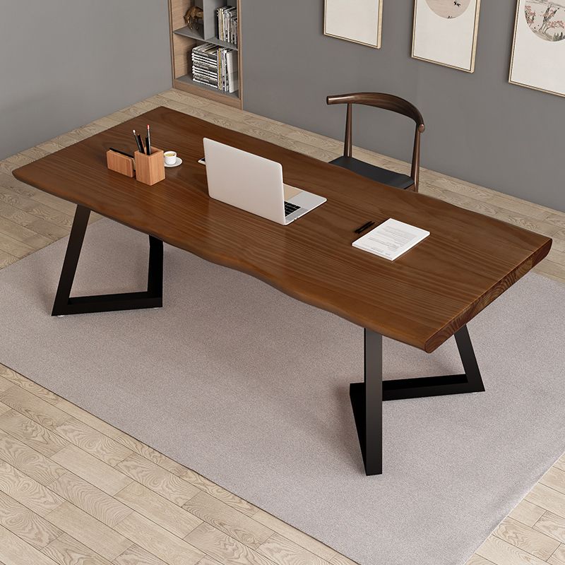 Mesa de comedor industrial de doble pedestal de rectángulo Mesa de madera de madera sólida