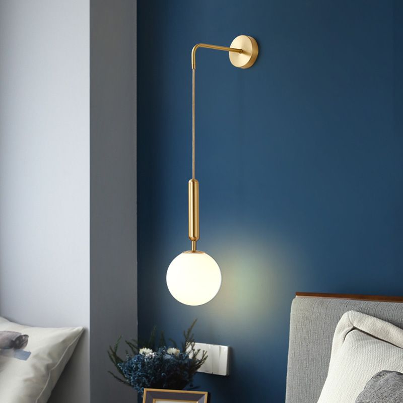 Glass Orb Wall Mounted Light Fixture Simplicity Style Wall Light Sconce for Bedroom