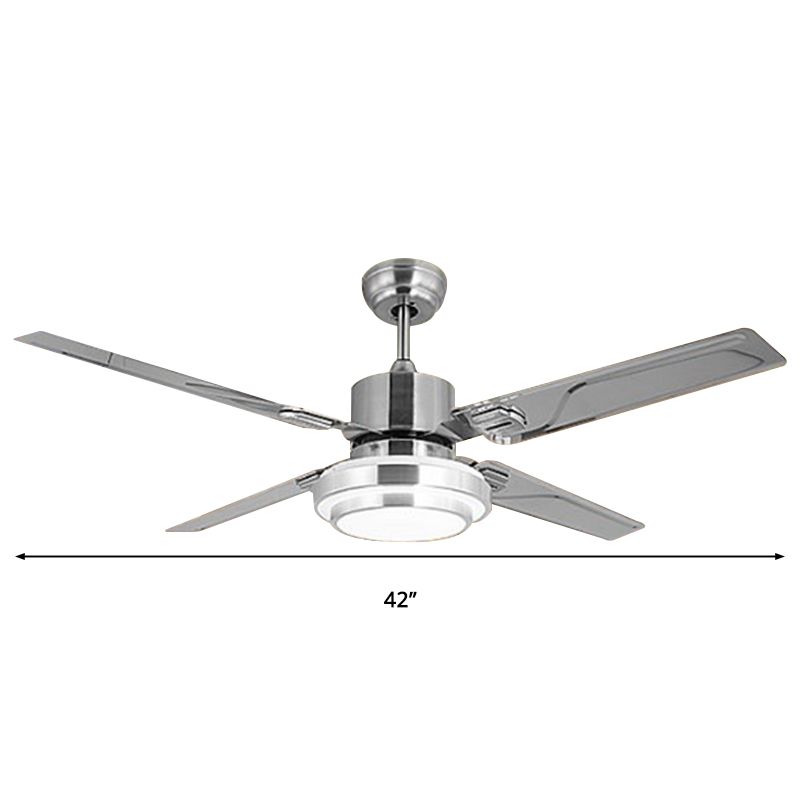 LED Kürbis halb Flush Lighting Moderne Silber Finish Metall 4 Blades Deckenlüfter Lampenlampe, 42 "W.