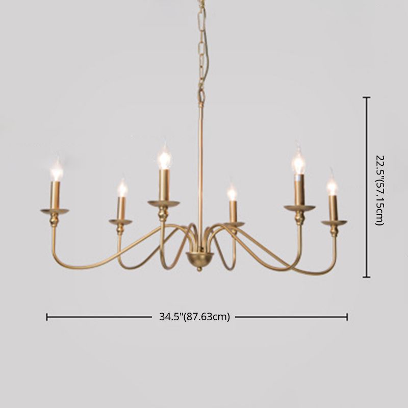 Chandelle suspendue à la bougie Light Light Traditional Swooping Bras Plafond Chandelier pour le salon