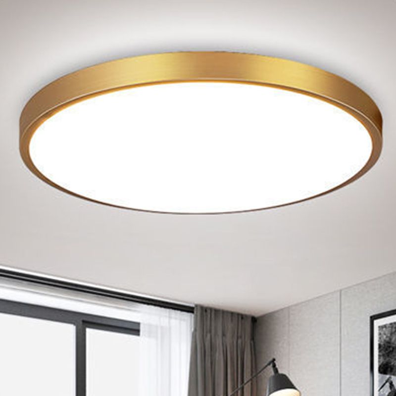 Luminaire encastré rond pour salon en métal LED plafonnier moderne en or