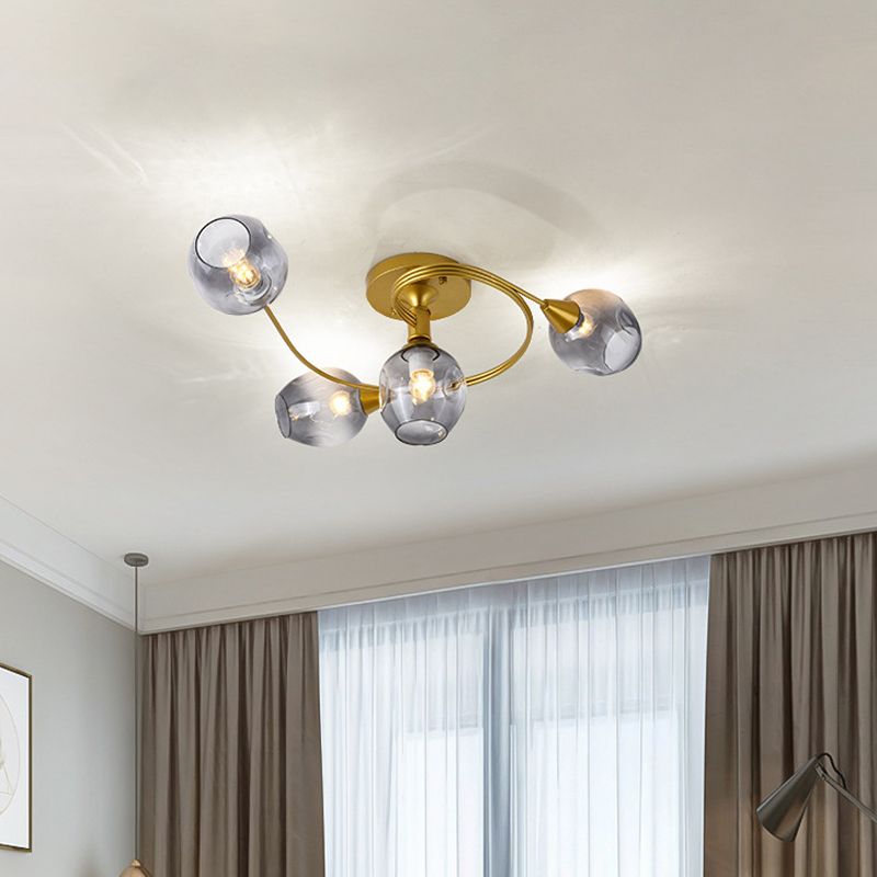 Gradient Dimpled Glass Cup Flush Mount Simplicity Ceiling Flush with Spiral Design
