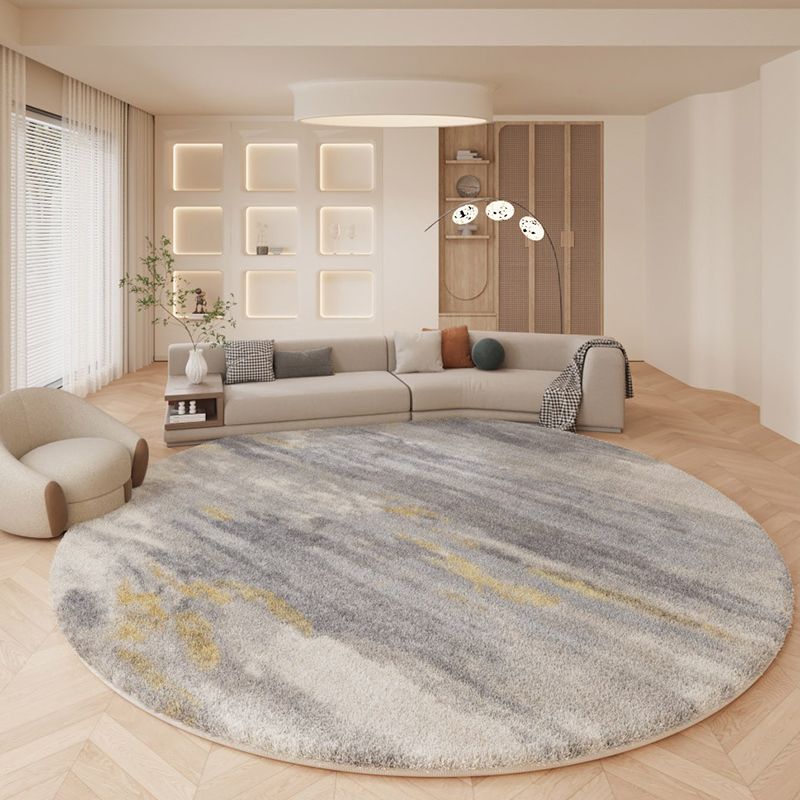 Abstract Print Pet Friendly Lambswool Modern Round Living Room Area Rug