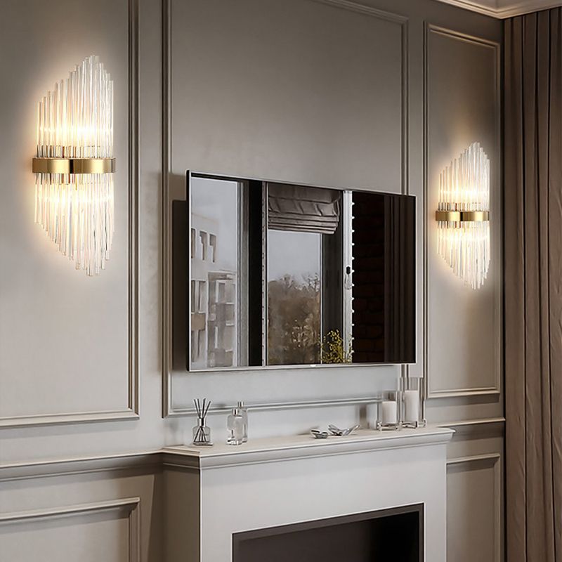 Lámpara de luz de apliques de cristal posmodernos de 2 cabezas de pared para sala de estar de dormitorio