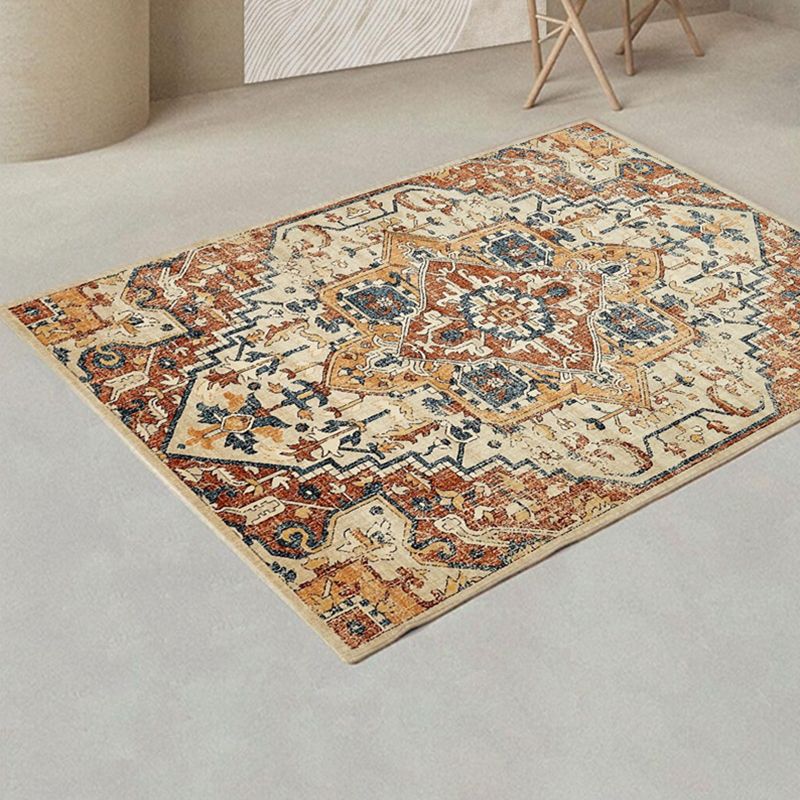 Traditional Area Rug Classic Flower Print Carpet Polyester Stain Resistant Rug for Home Decoration