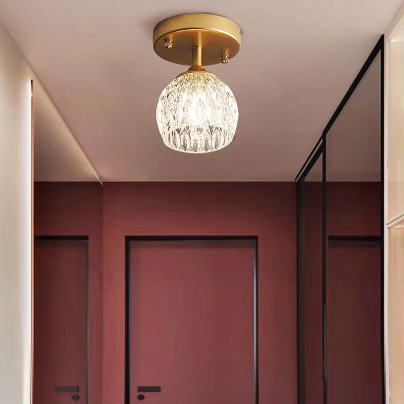 Contemporary Ceiling Lamp Minimalist Glass Shade Flush Mount Light Fixture