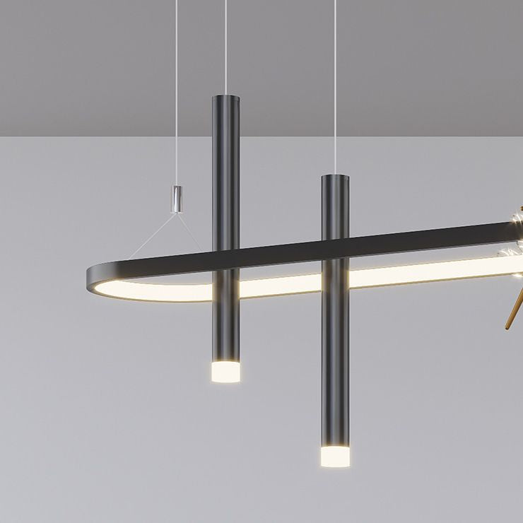 Modern Linear Ceiling Pendant Light Metal Island Pendant